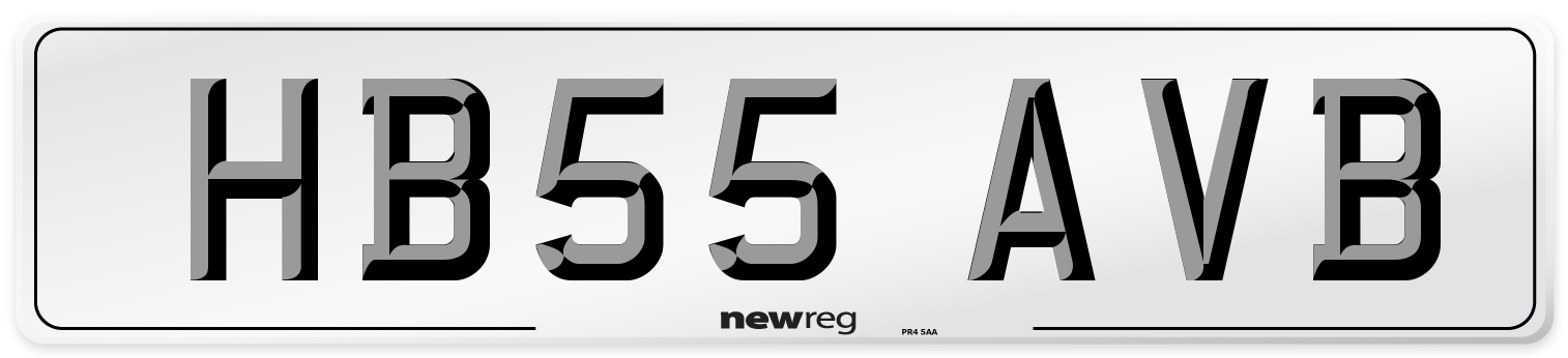 HB55 AVB Number Plate from New Reg